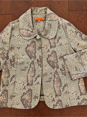 Harari Sage Snakeskin Print Statement Jacket